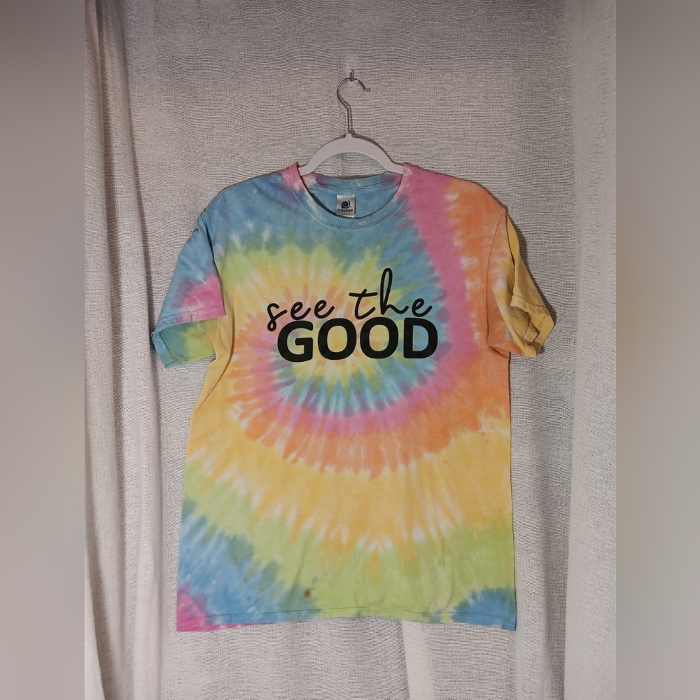 Tie-Dye T-Shirt with Inspirational See the Good Graphic